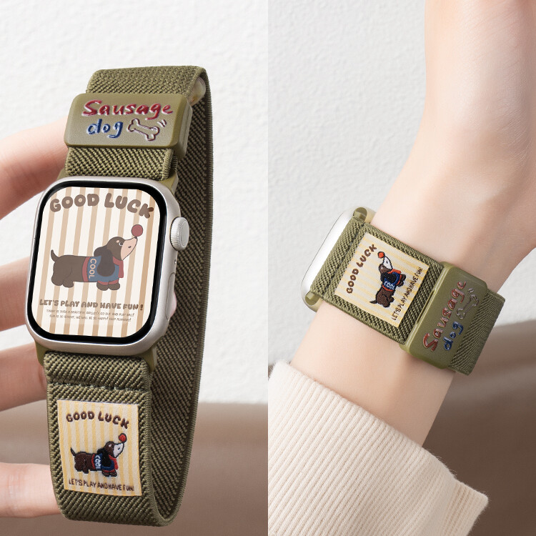 适用iwatch10表带苹果S9手表applewatch9平纹尼龙苹果小狗S10女生