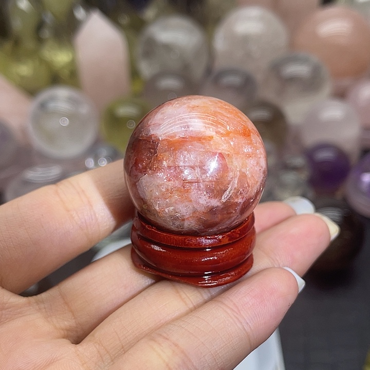 水晶珠宝半成品未镶嵌56红椒花球3.2m