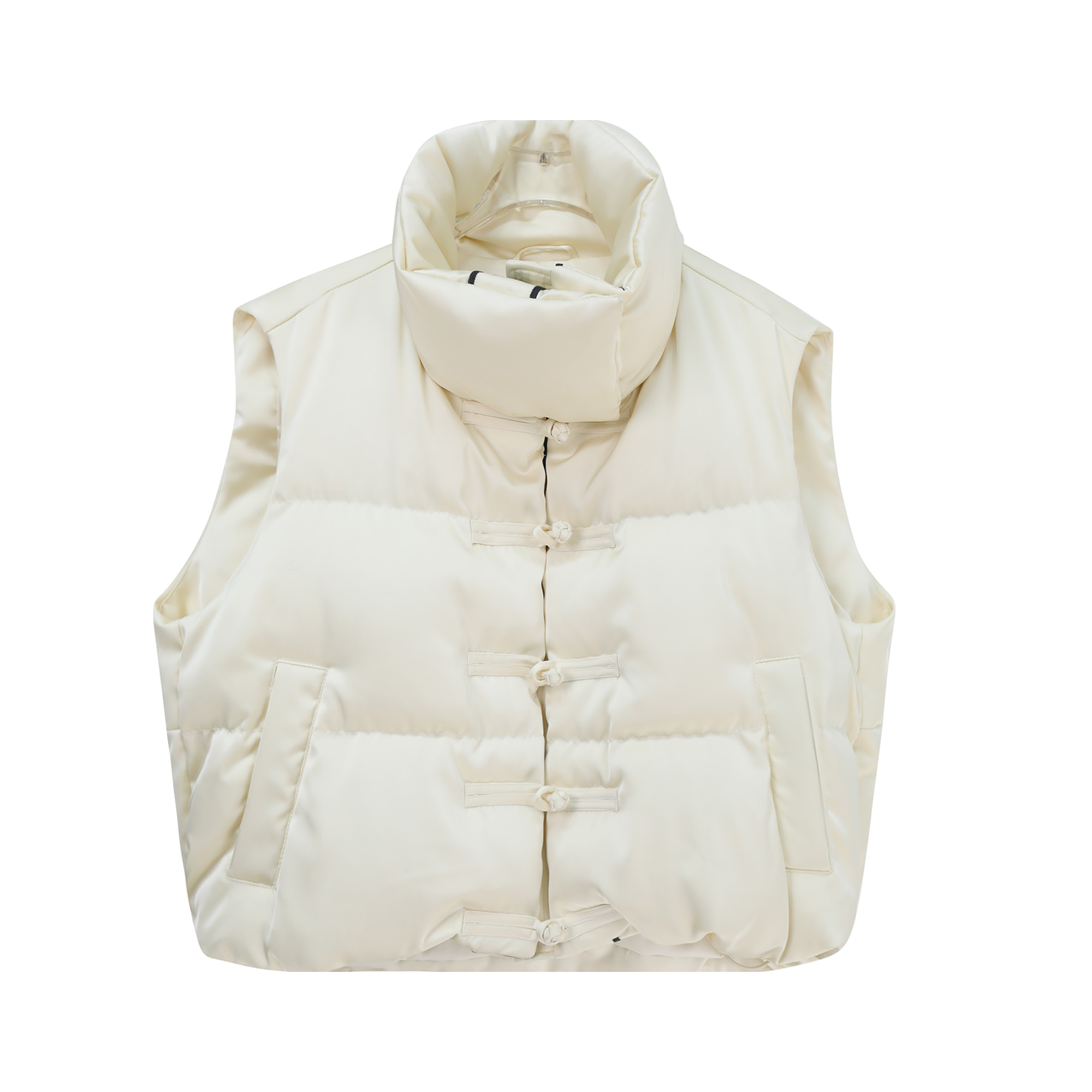 S新款冬季立领盘扣内衬蝴蝶字母印花时尚羽绒马夹U271