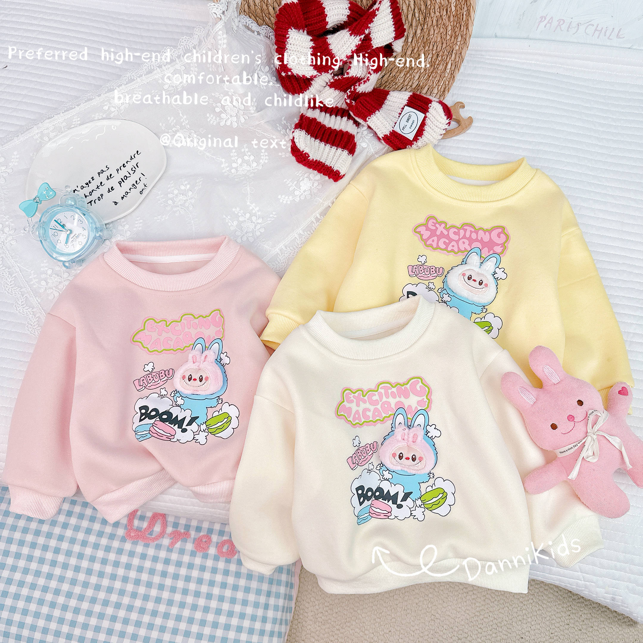 「Dannirabbit」【萌趣卡通】冬款&女童卡通印花加绒汉服卫衣【G-5162】