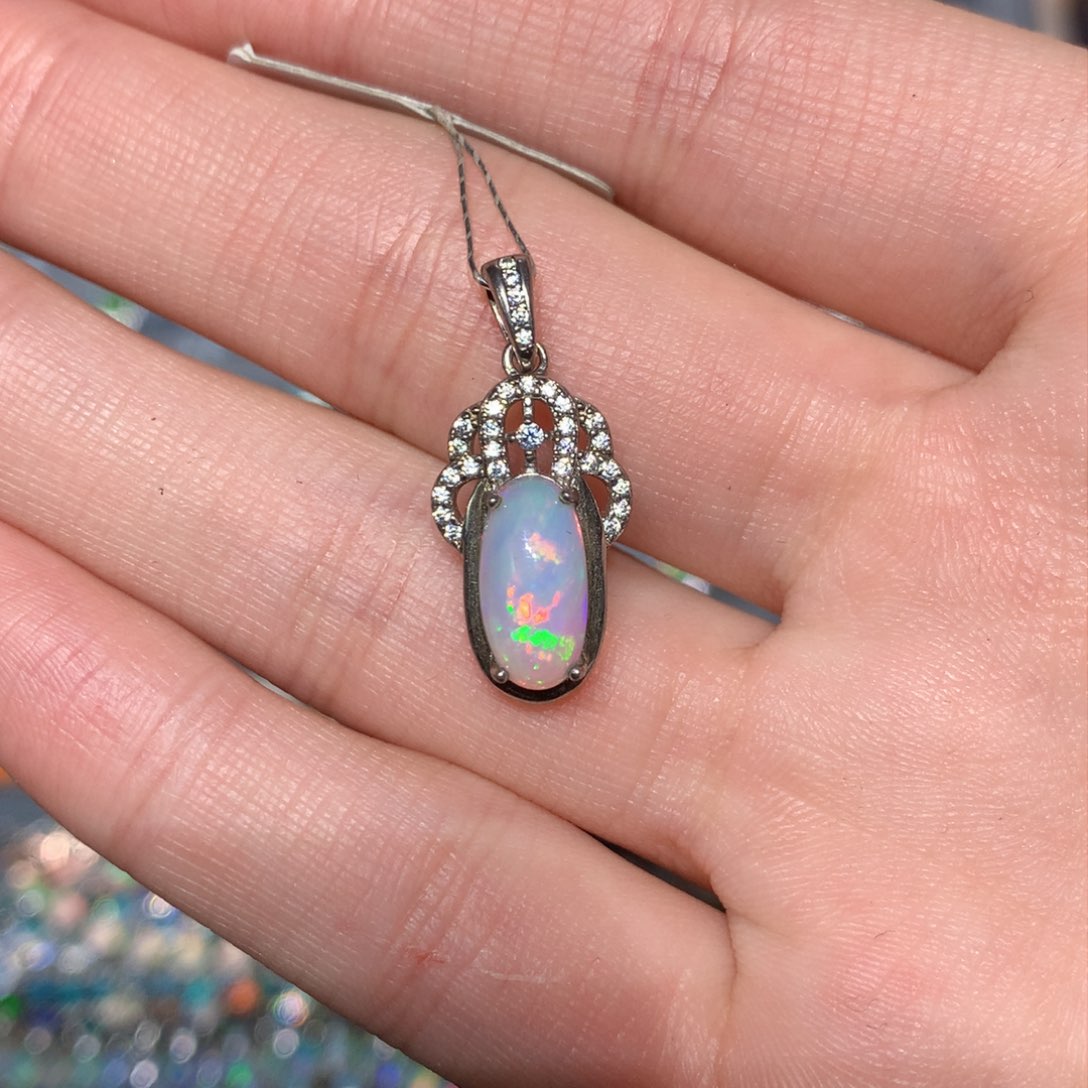 银S925镶嵌欧泊吊坠t