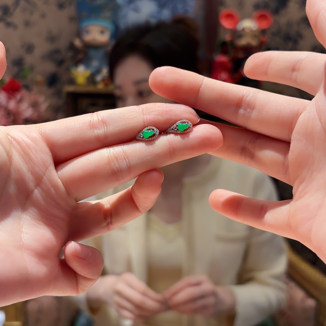 翡翠耳饰18K金镶嵌耳饰2号