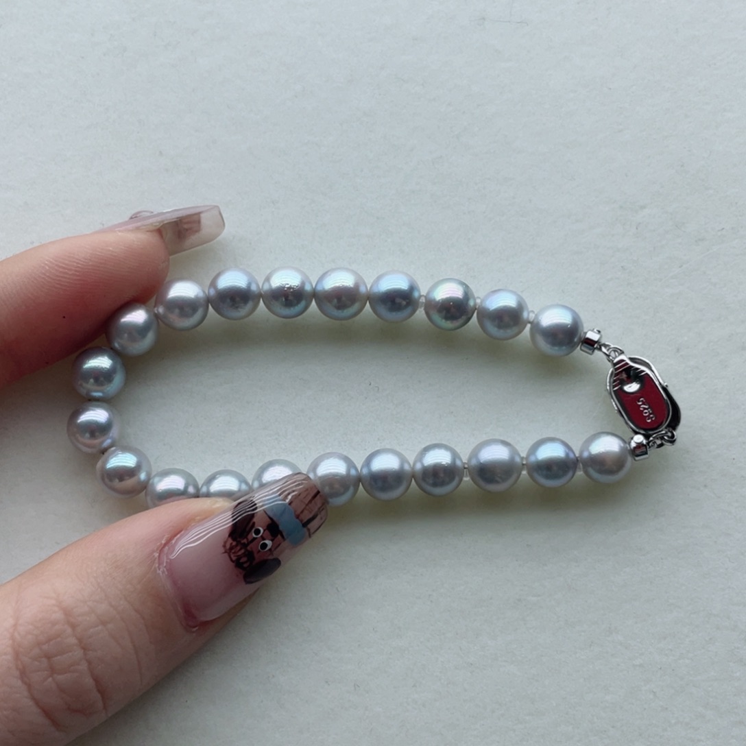 海水珍珠银S925镶嵌手链A13 15手围