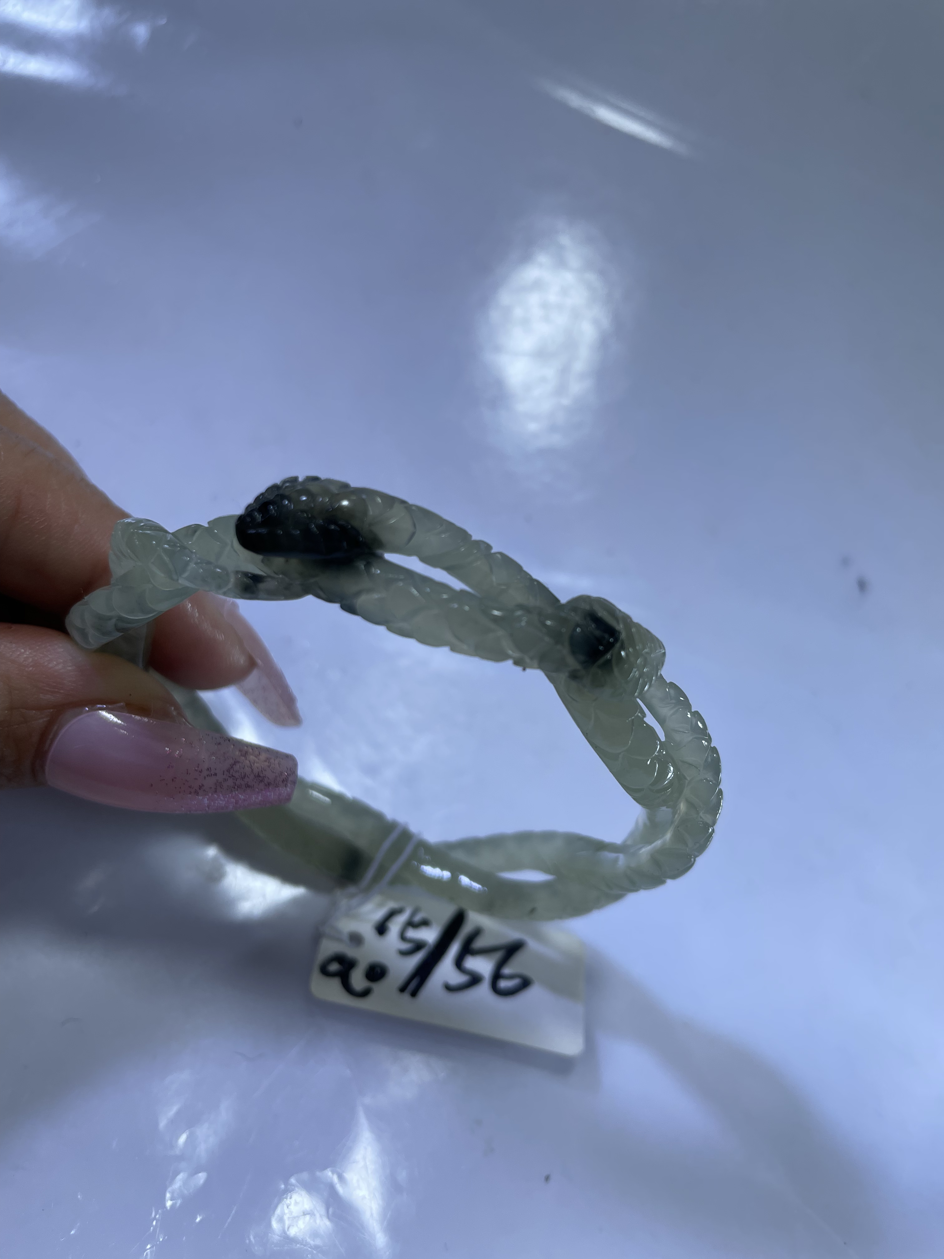 岫玉水墨环要蛇，永结同心蛇手镯57口径219号