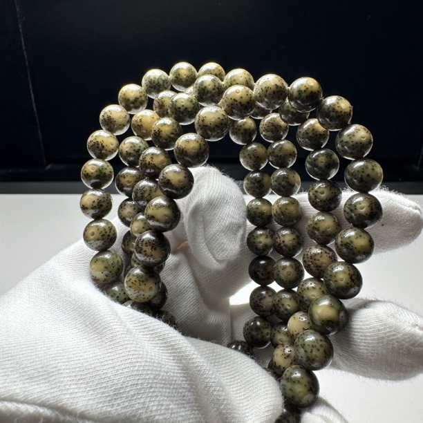 星月菩提石玉糯冰黑冰玉化卡9mm圆珠108长串脖挂一物一图