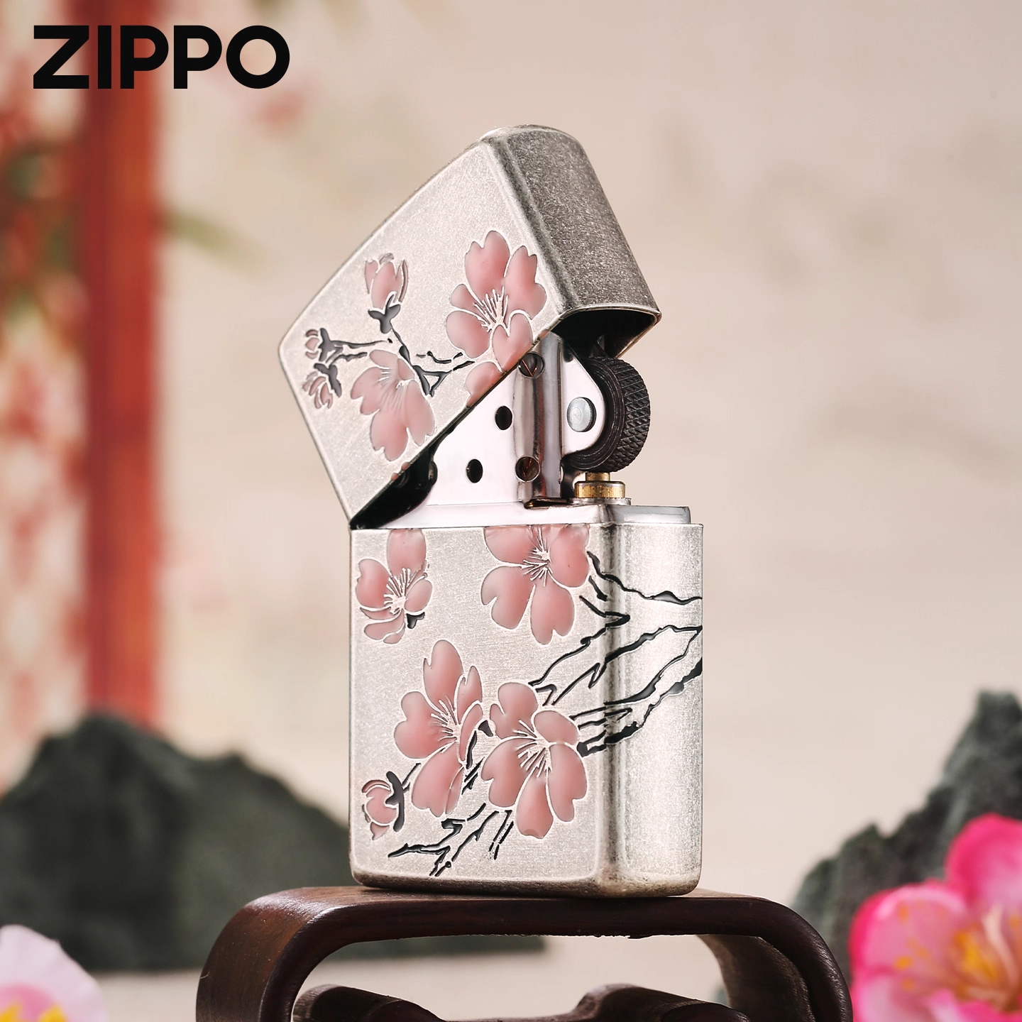 zippo正品打火机 富贵花开仿古银DYJ1【小宇专属】
