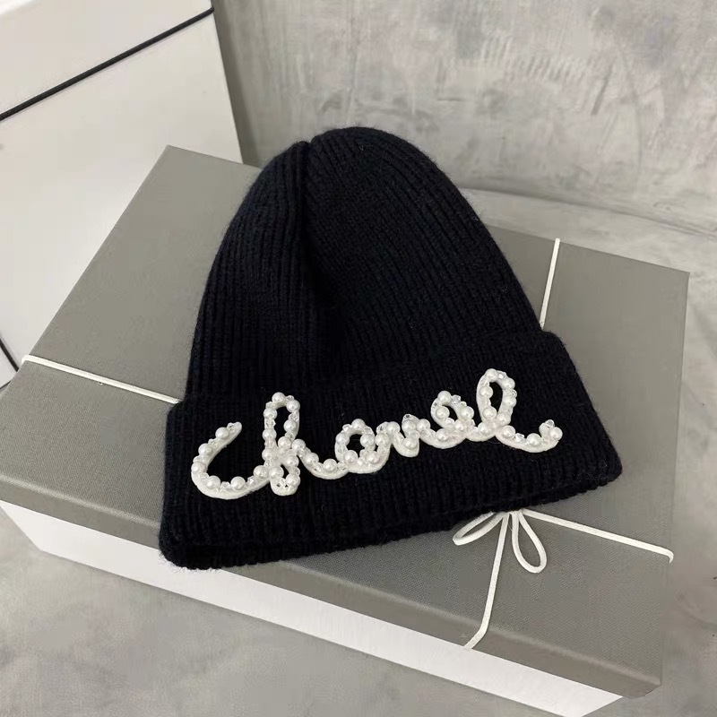 帽子女韩版潮洋气时尚珍珠针织帽冬季日系青年保暖护耳