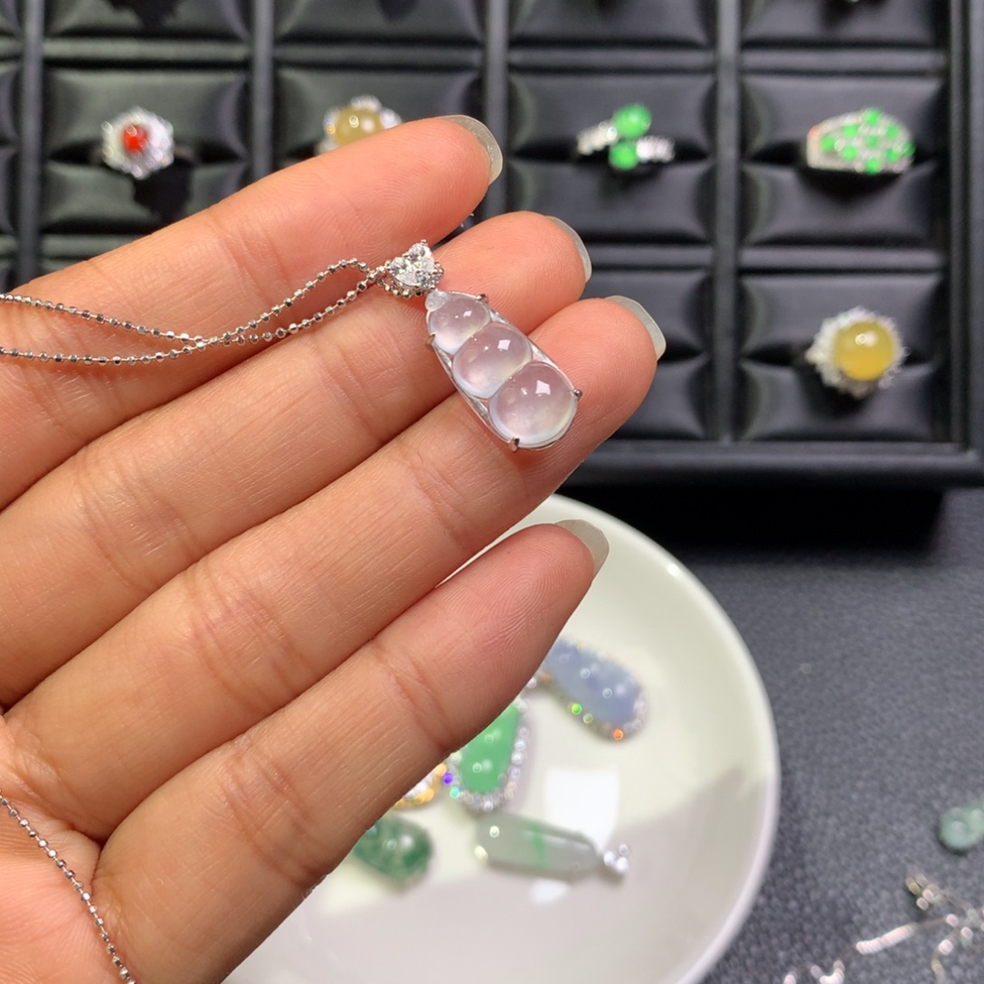 冰***式翡翠银S925镶嵌颈饰