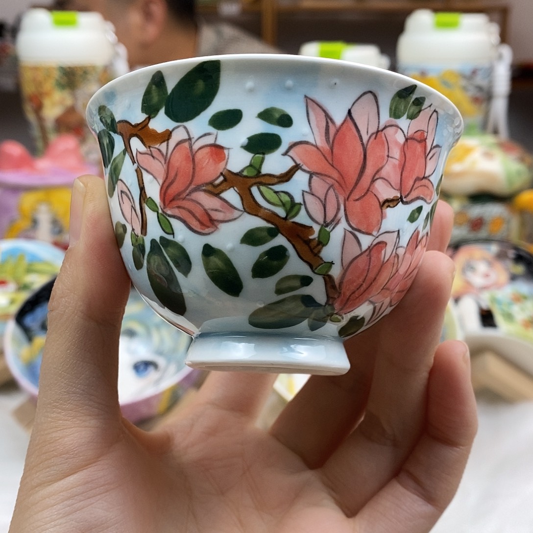 瓷片董董文创手绘陶瓷