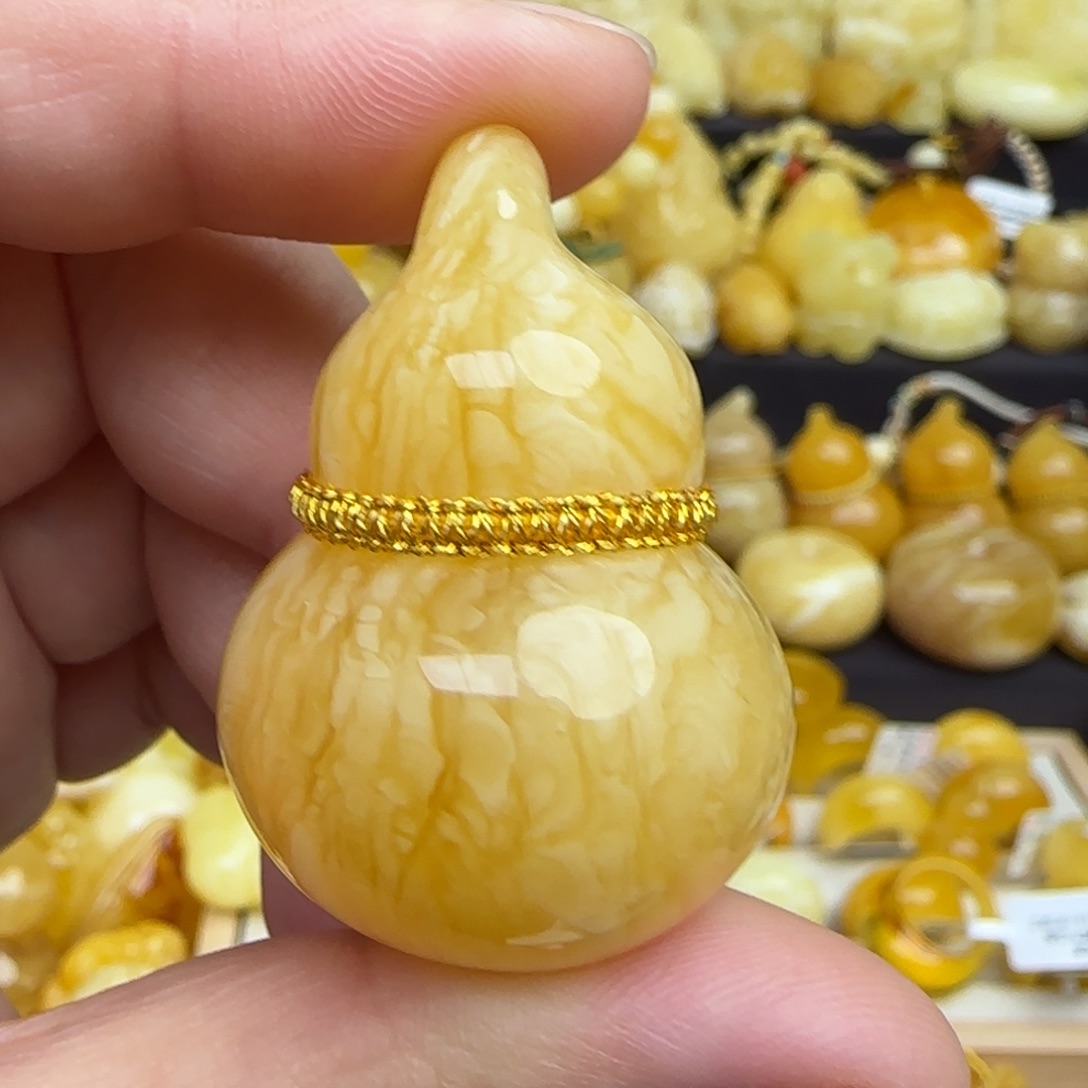 蜜蜡套链未镶嵌天然俄料浓蜡妖花蜜蜡葫芦吊坠