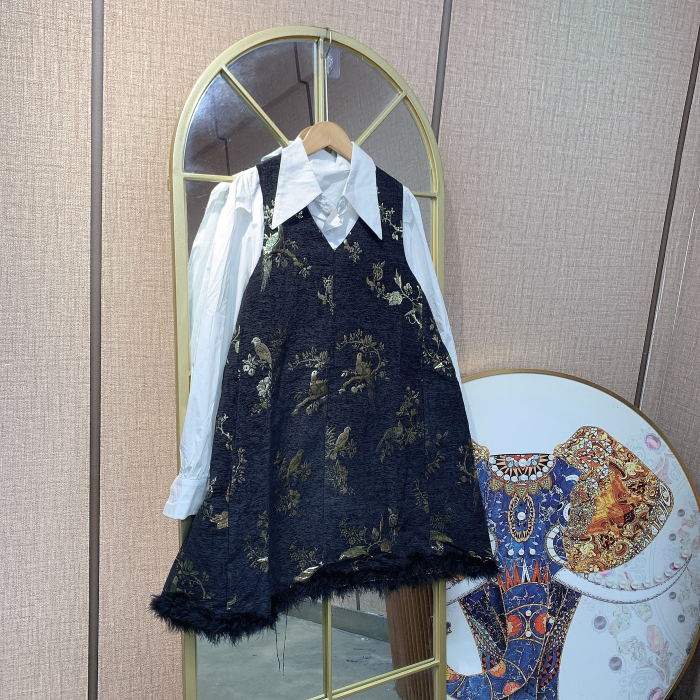 BR786孕妇黑色背心裙两件套90-140