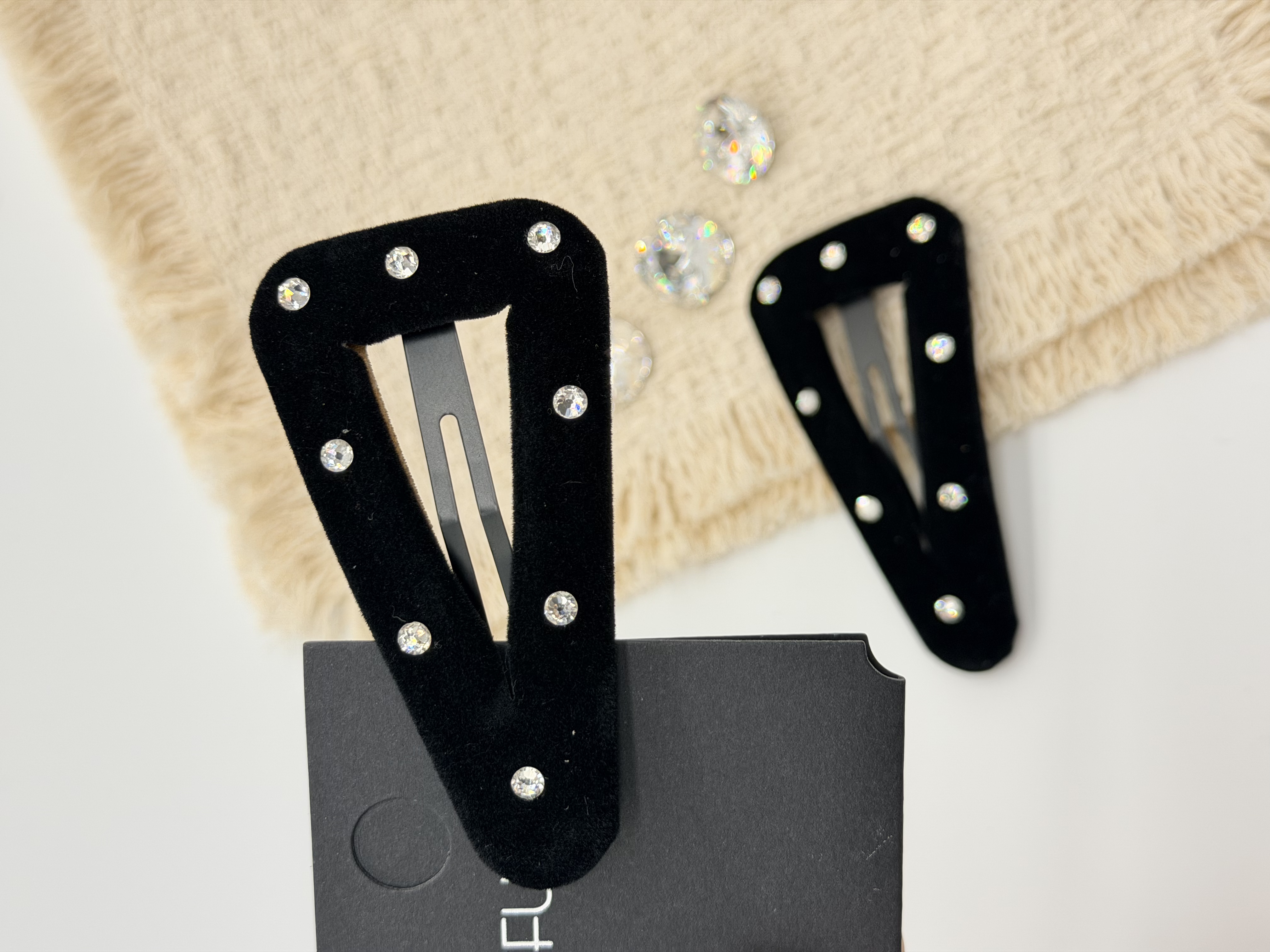 3087【FULL 7】韩国东大门进口满钻丝绒掰掰夹边夹刘海夹