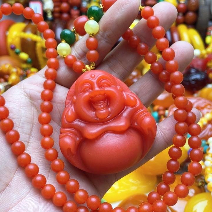 树脂制品萍****緣49号红色佛公毛衣链