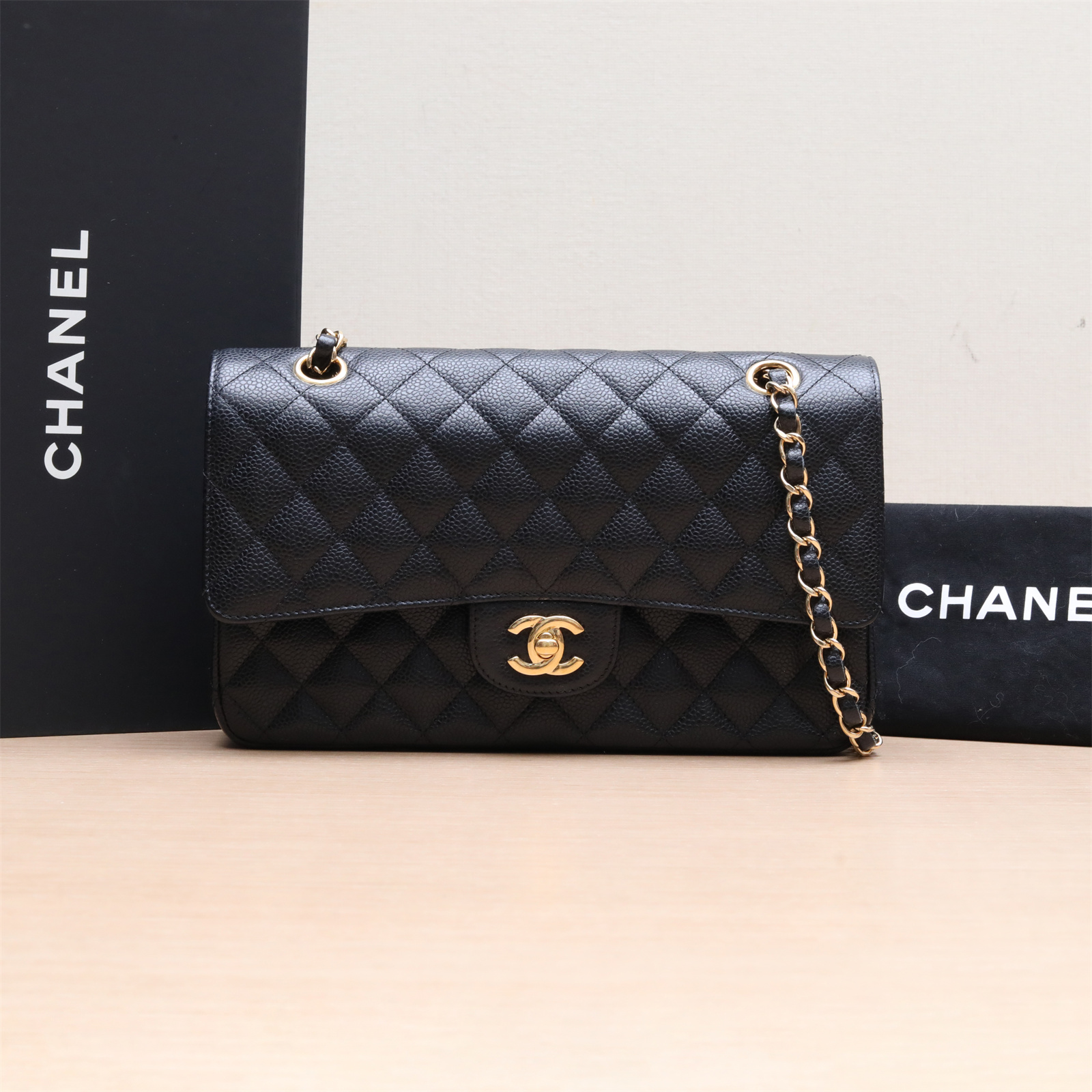 99新 Chanel/香奈儿 小花Jerry P224186813 CF 中号 黑色 28开