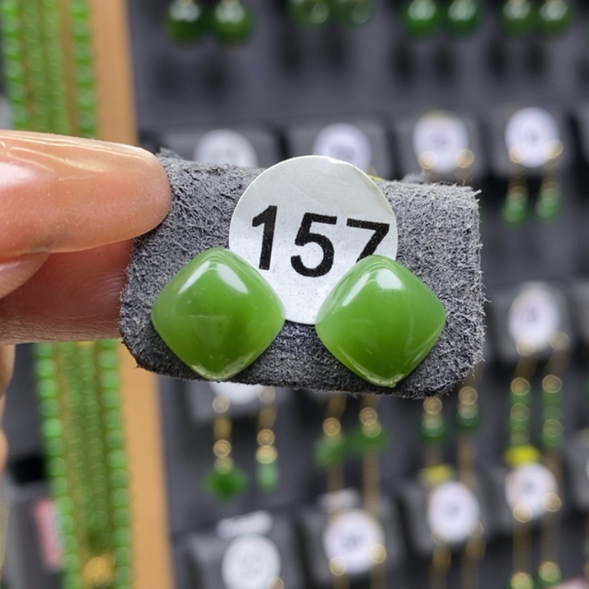 【闪购商品】和田玉耳饰18K金镶嵌9.8mm方糖耳饰