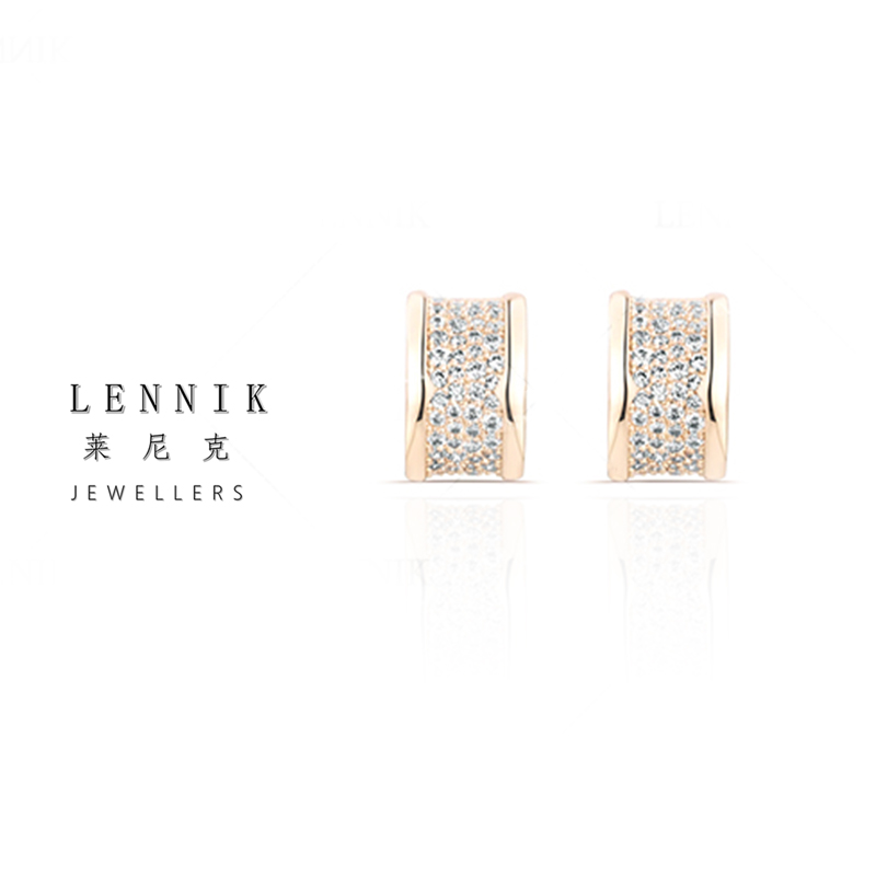 合金珐琅耳饰  lennik/lennik-时尚百搭玫瑰金色小蛮腰耳钉