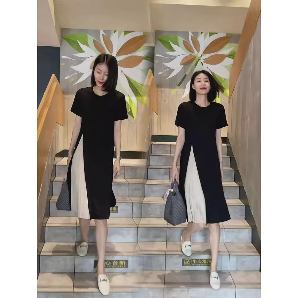 法式连衣裙2025夏季新款高级小众设计不规则显瘦轻熟御姐风拼接裙