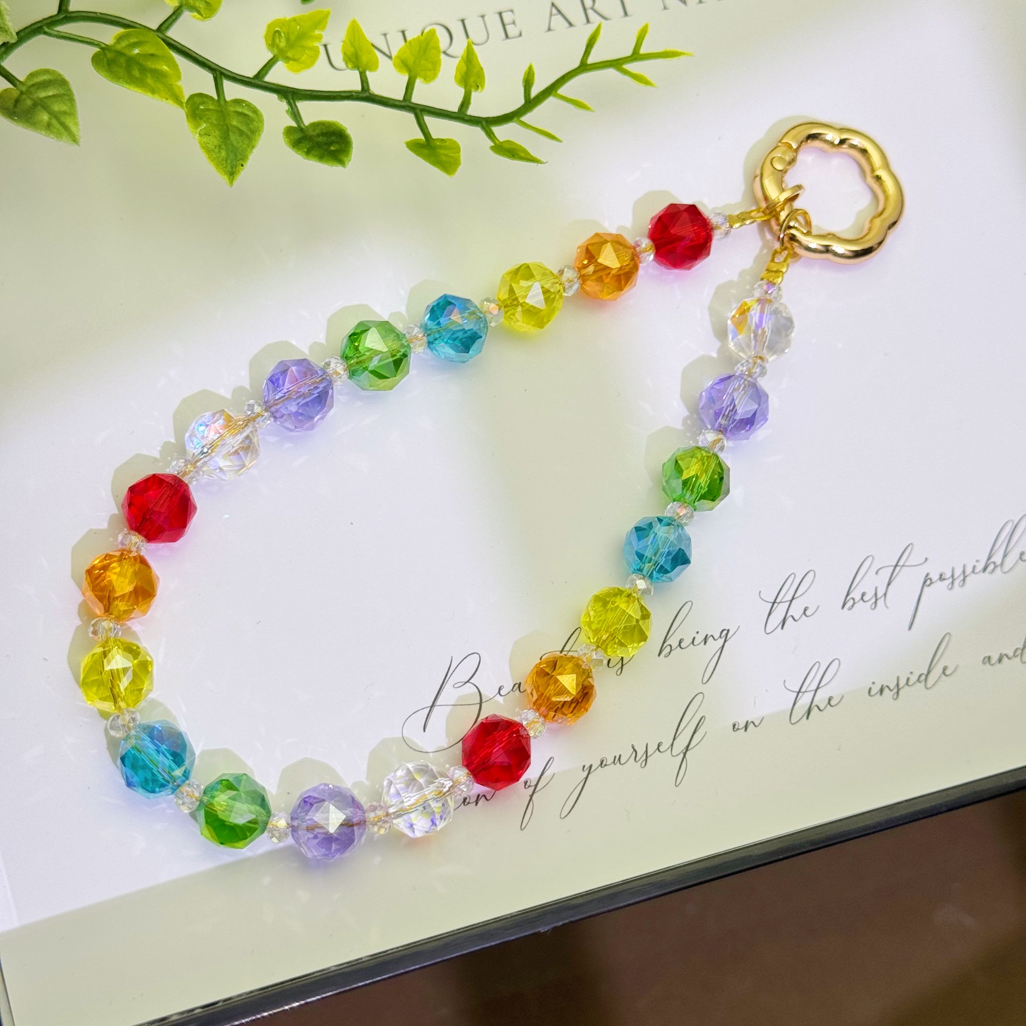 花球晶晶彩虹手机链包包挂饰防丢防摔通用钥匙扣挂绳车车挂件