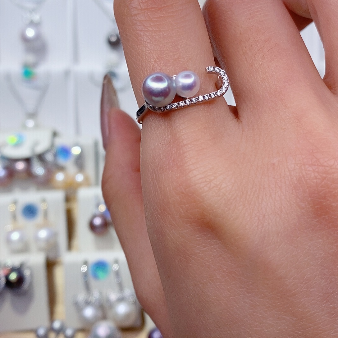 戒指银S925镶嵌淡水珍珠