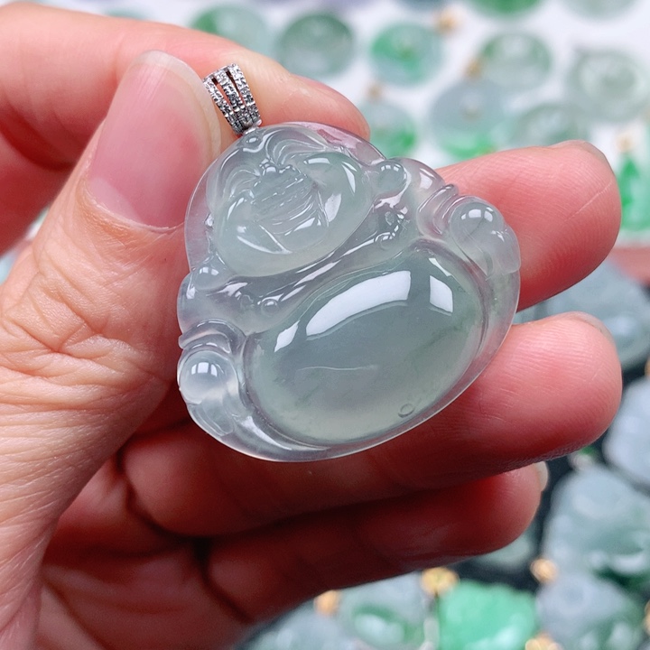 翡翠吊坠(不含链)18K金镶嵌金**闪