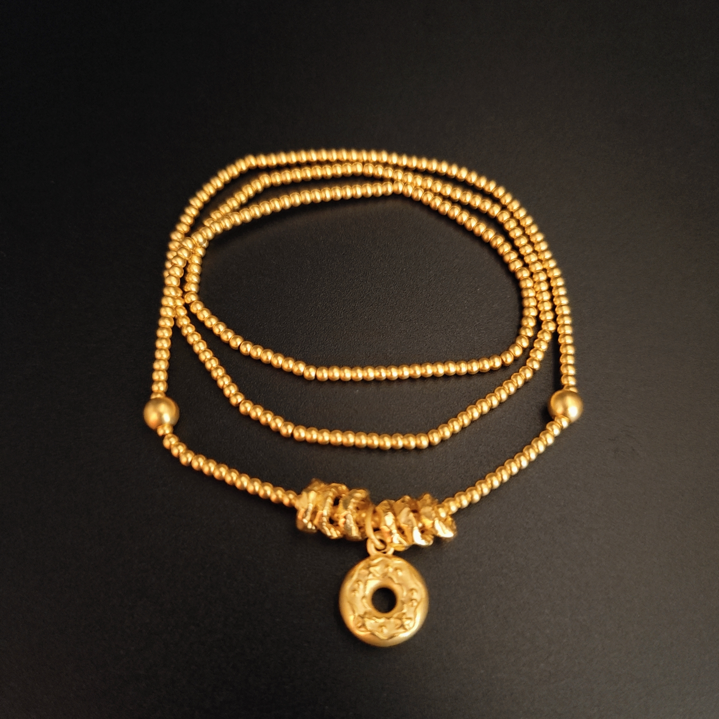 足金999黄金 古法卡2金珠DIY盘缠 甜甜圈 精美好礼送女友