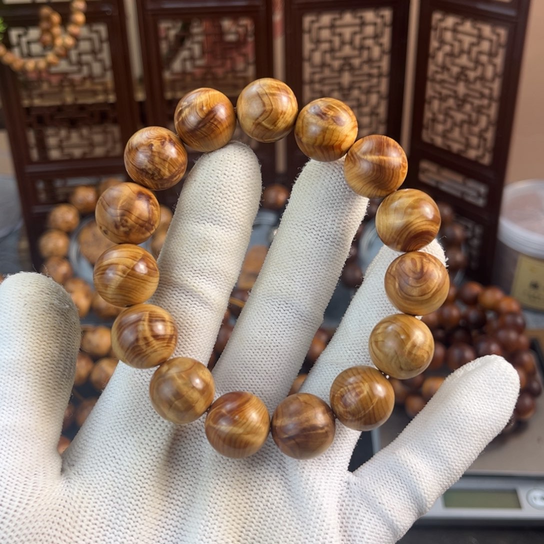 柏木手串/手链太行崖柏1.5火焰纹闪电