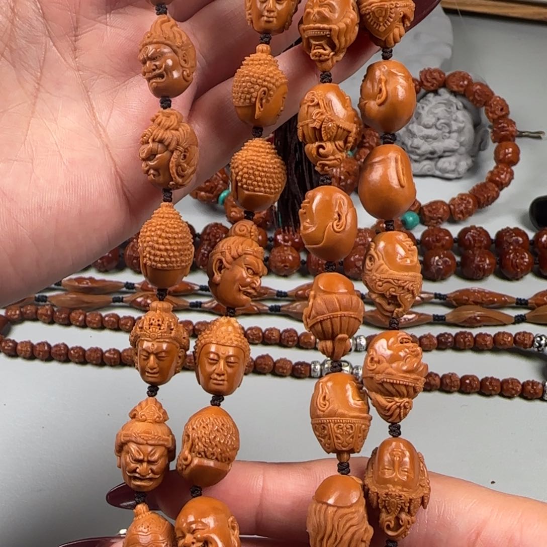 橄榄核手串/手链宽1.3小籽水晶核36万佛朝宗长串