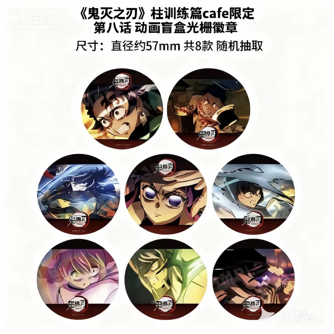 正版沪谷《鬼灭之刃》柱训练篇cafe限定第八话动画光栅吧唧盲盒