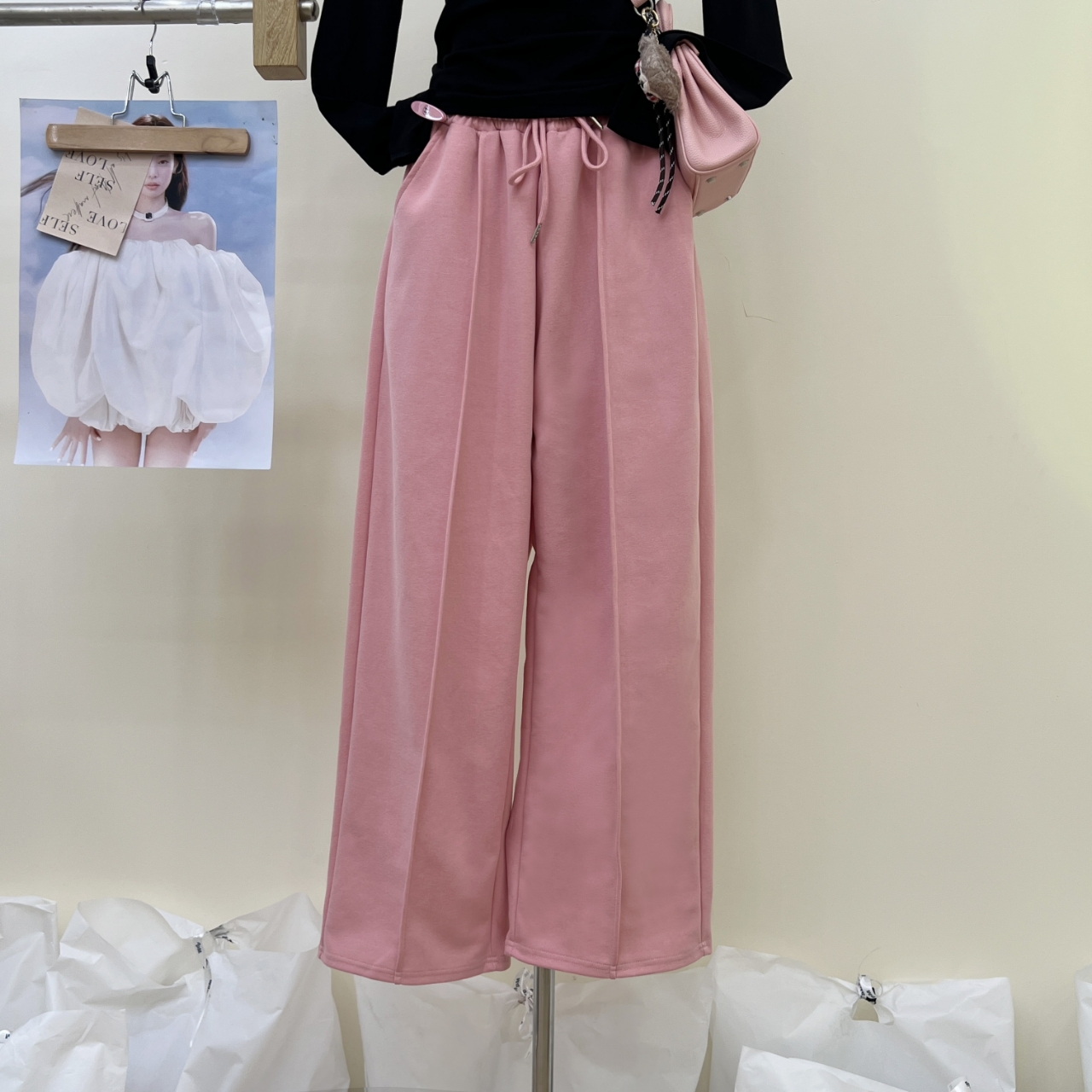 2025冬季新款休闲透气宽松小个子巨好看裤子时尚高腰直筒休闲裤