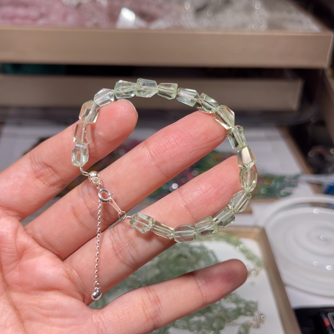 手链银S925镶嵌水晶绿水晶014