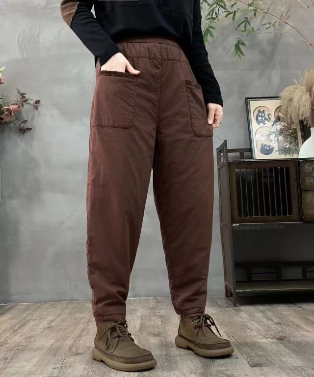 冬季保暖加厚款哈伦裤时尚洋气休闲萝卜裤棉裤秋冬外穿宽松百搭