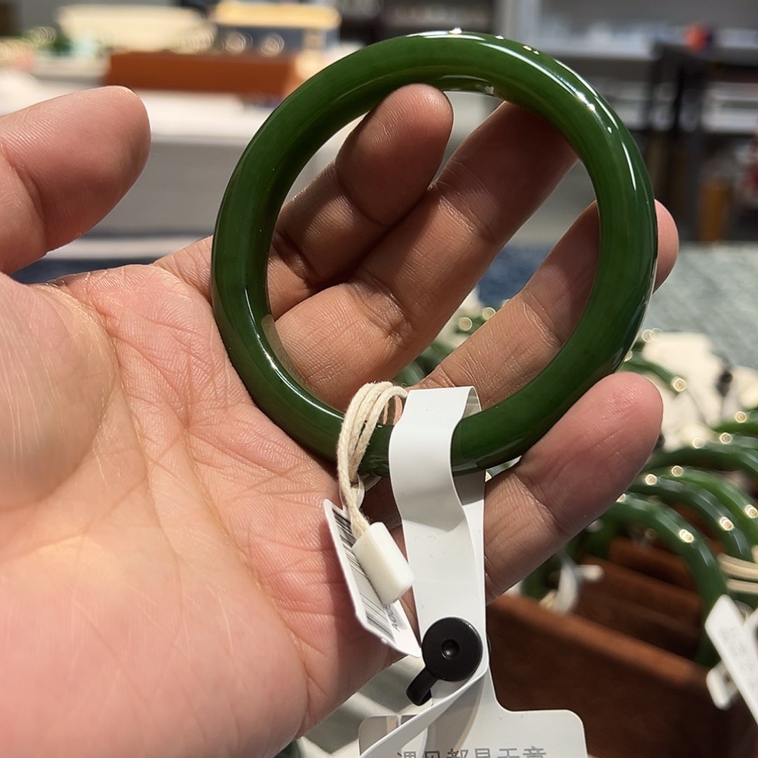 和田玉手镯未镶嵌墨*多碧玉手镯A0055-59