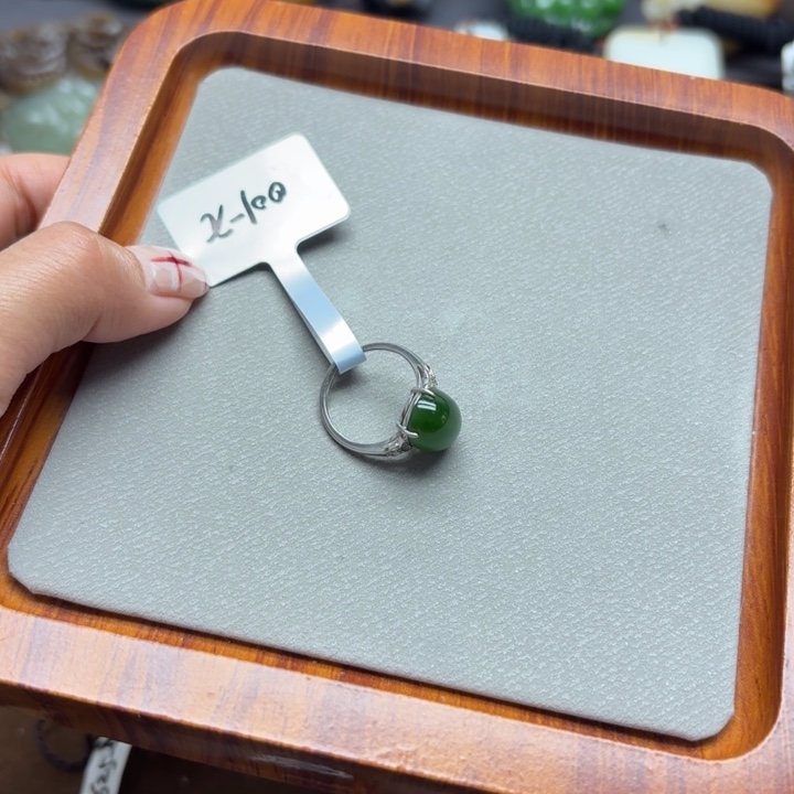 和田玉银S925镶嵌戒指