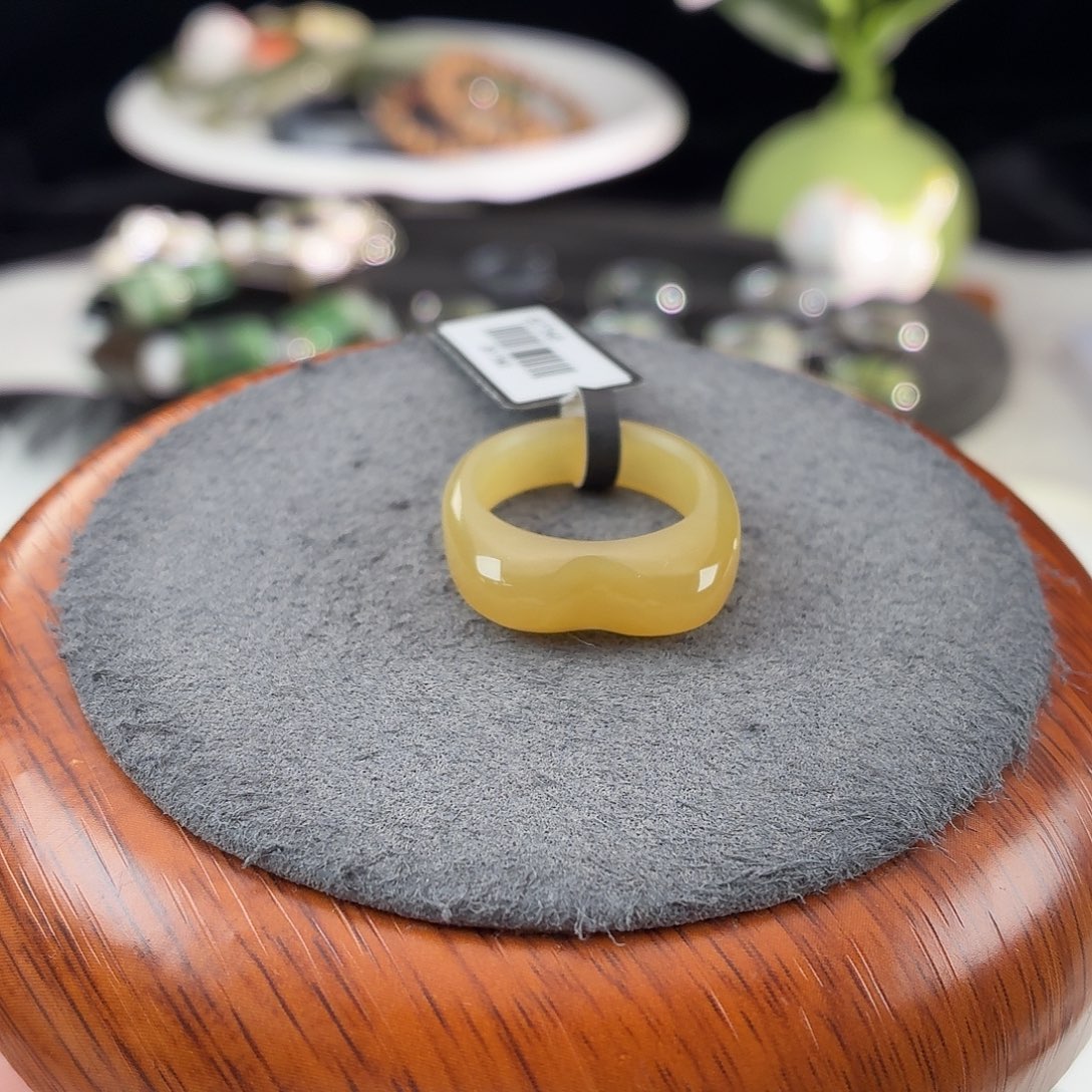 和田玉（糖玉）未镶嵌戒指b20 糖猫耳17.4