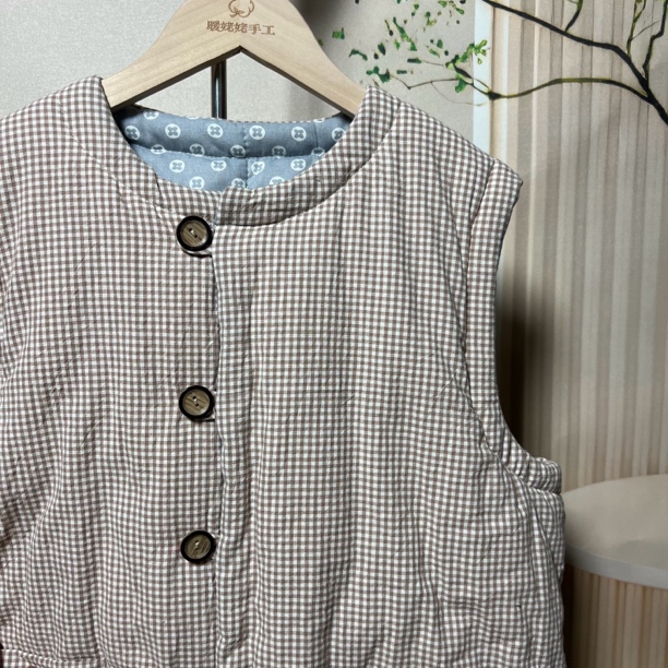 暖姥姥-成人棉花马甲格子大童校服神器老人内搭外穿背心坎肩