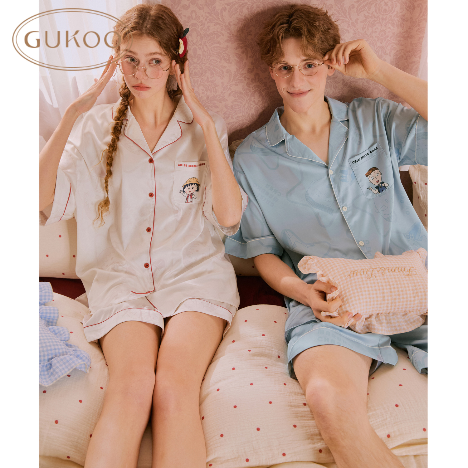 Gukoo/果壳睡衣樱桃小丸子联名甜美冰丝凉爽家居服826226203602