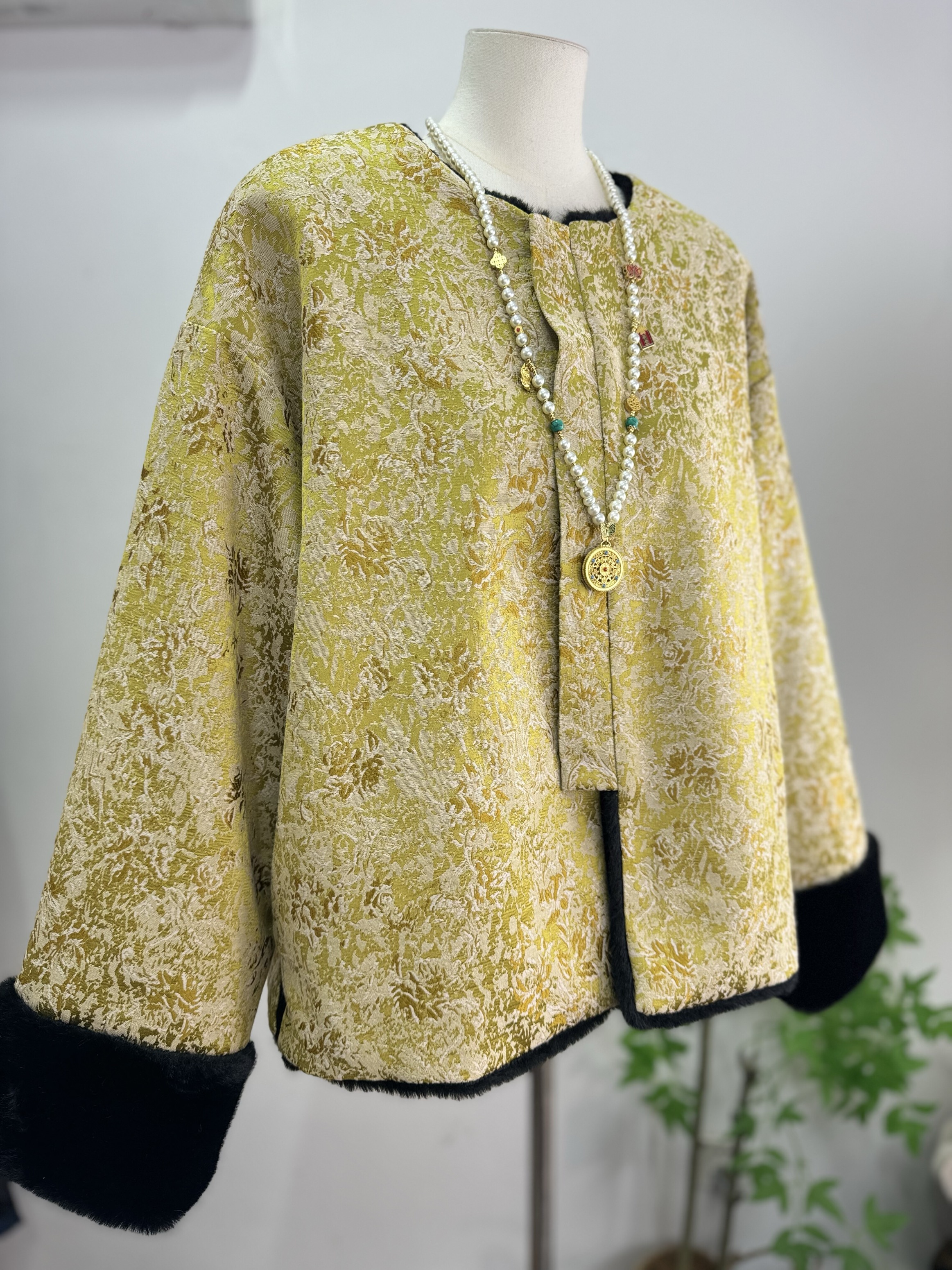 新中式国风立领百搭保暖皮草外套2025早秋新款外套--5583