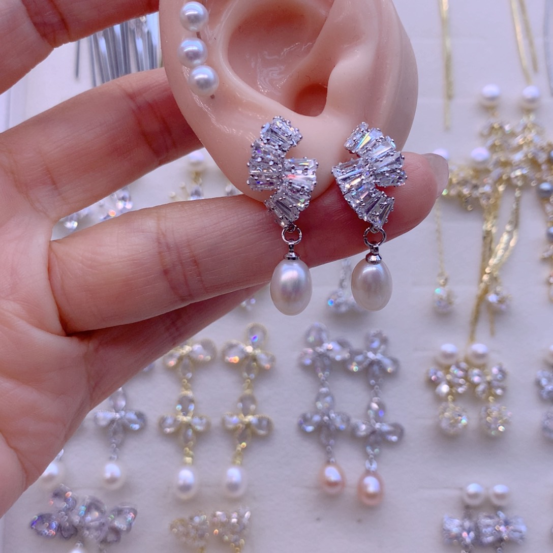 合金淡水珍珠耳饰