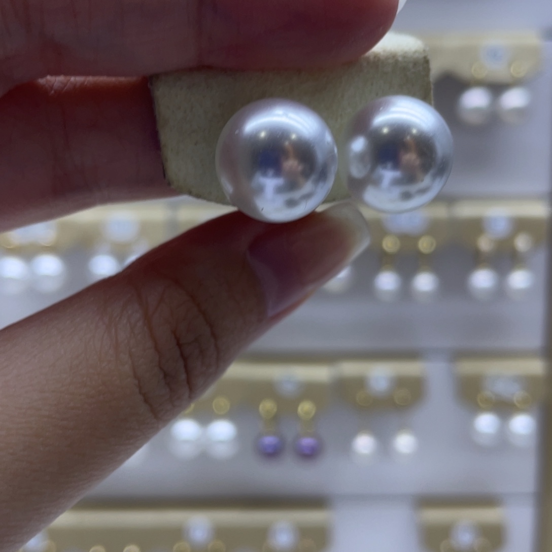 银S925镶嵌淡水珍珠耳饰