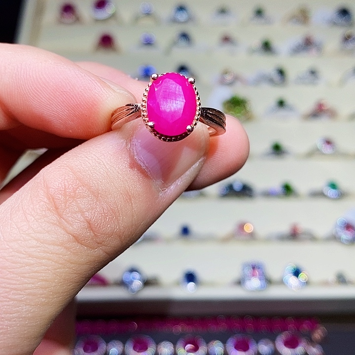 红宝石戒指银S925镶嵌欢***11111