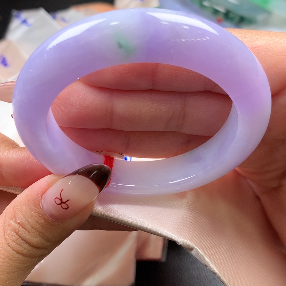 翡翠未镶嵌手镯31后红春紫大漏！