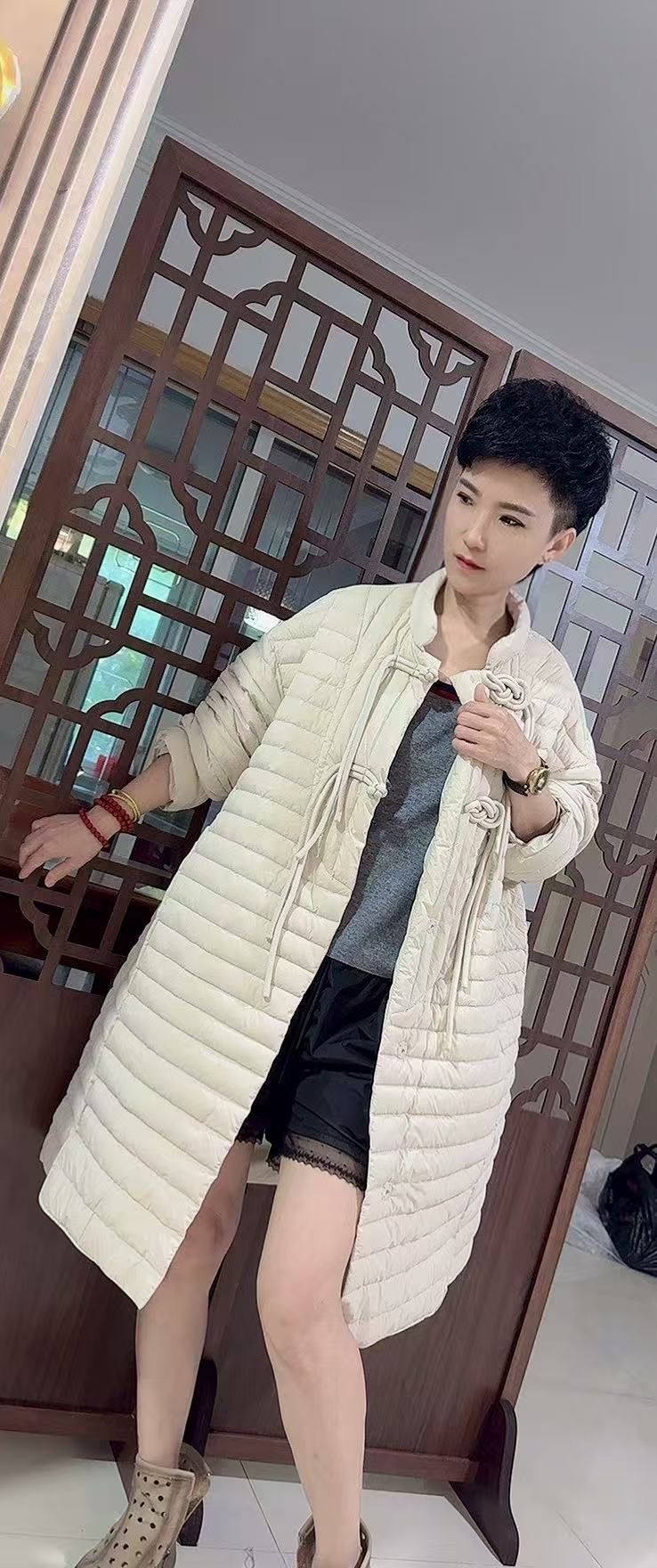 中国结中长款立领羽绒服