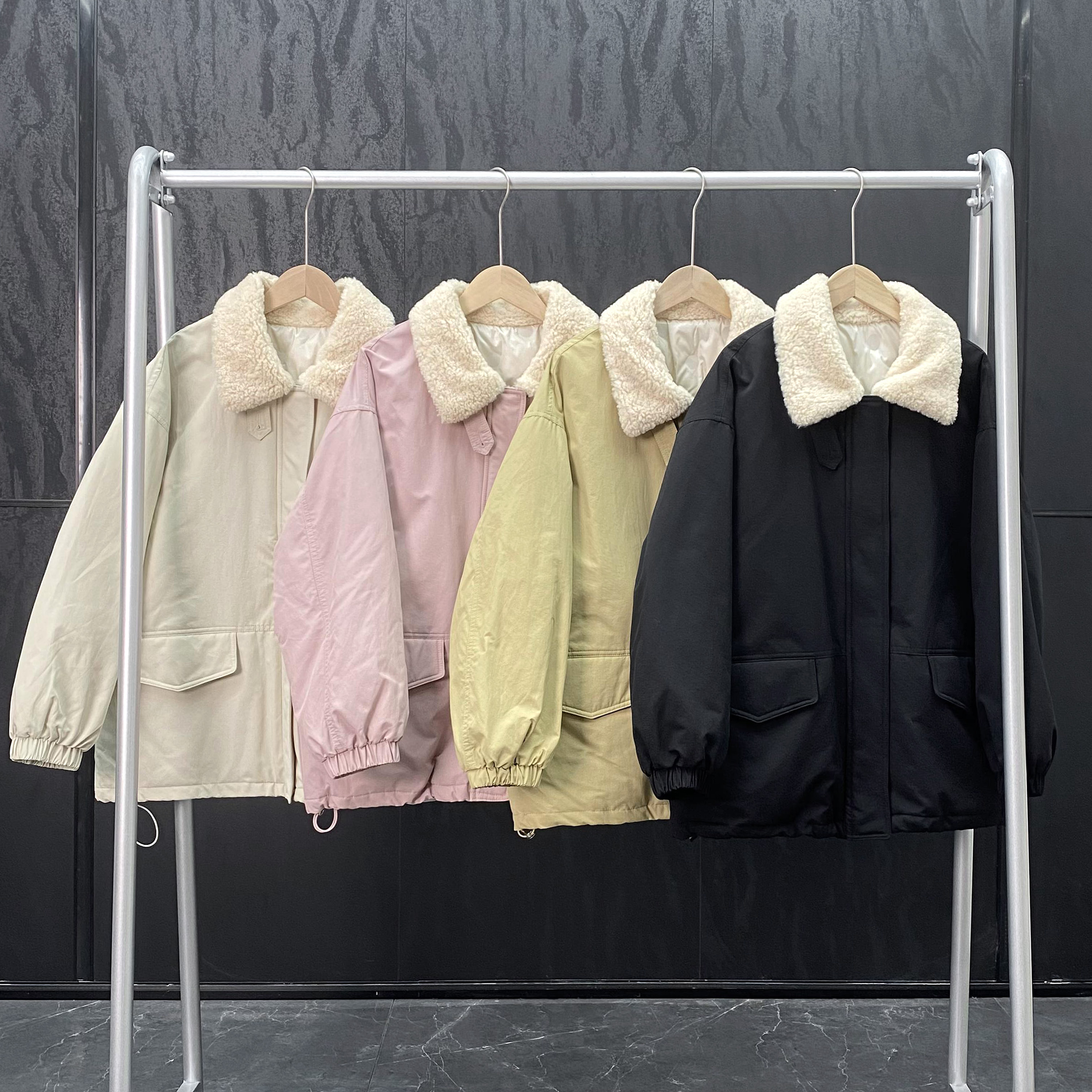 韩版拼接翻领宽松加厚外套女2024年冬季爆款时尚减龄百搭棉衣A-21