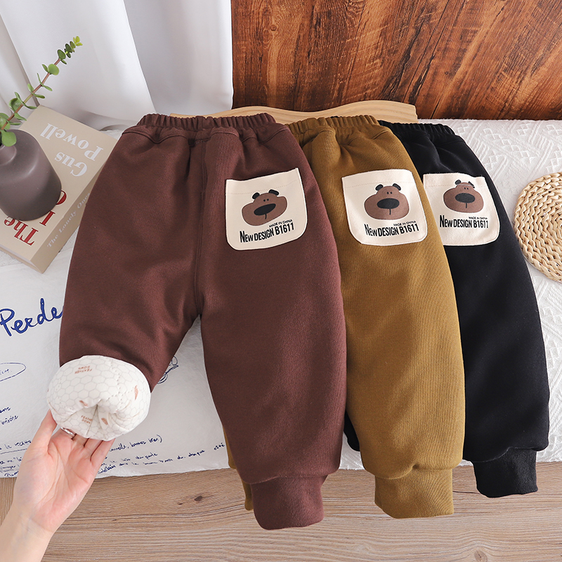 男童加绒加厚裤子新款2025宝宝一条过冬长裤厚实外穿儿童保暖裤