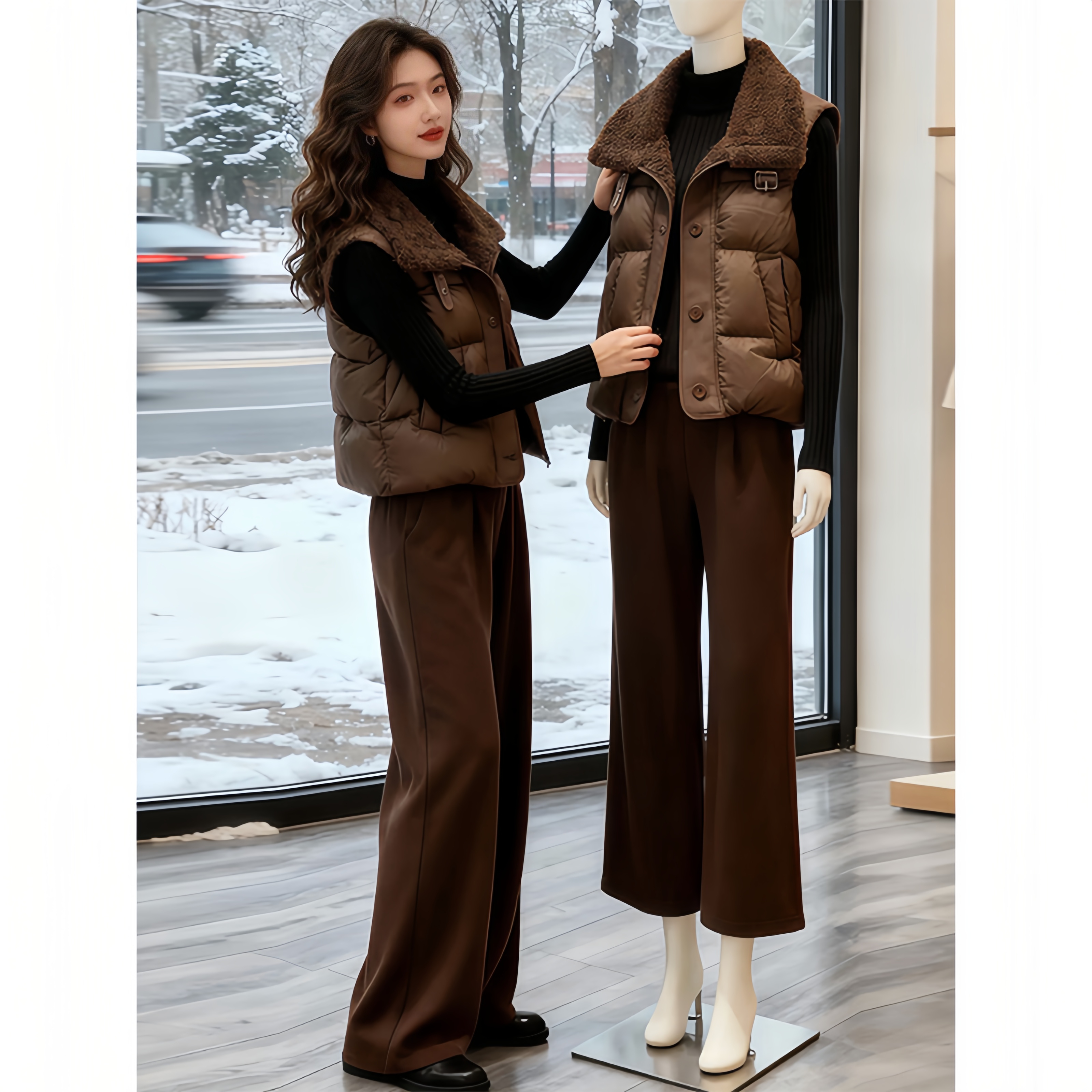 香朵儿【首尔街头】百搭韩式宽松马夹外套女2025秋冬季新款保暖时尚