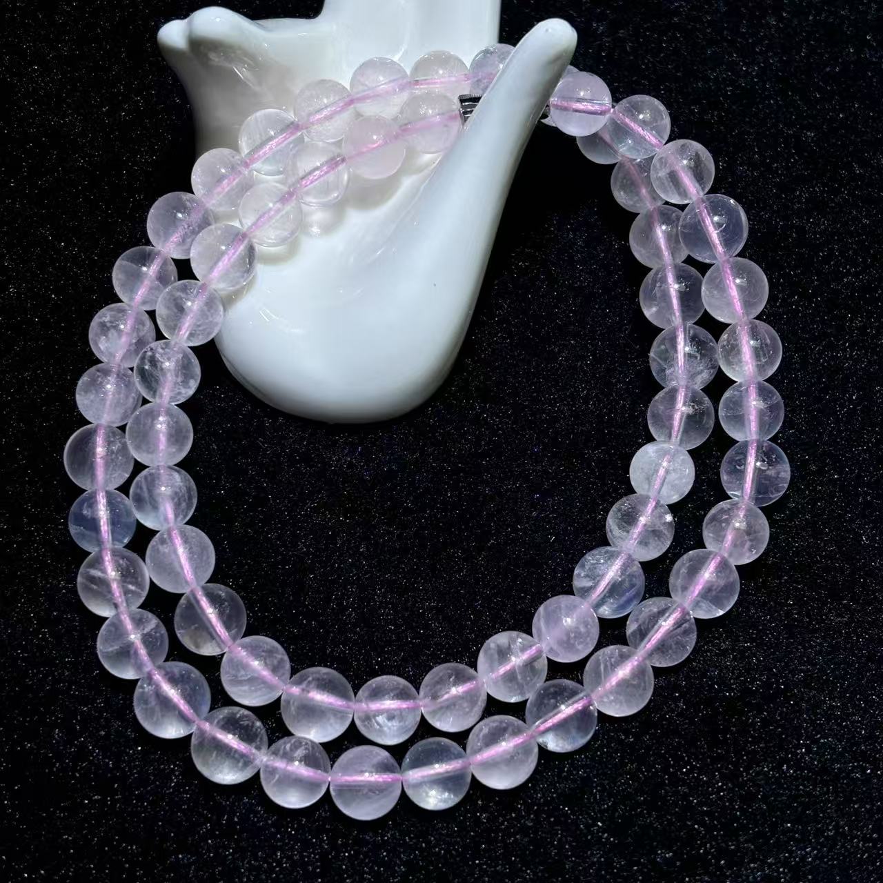 C3934卡8卡9左右-冰花芙蓉晶粉水晶项链WR