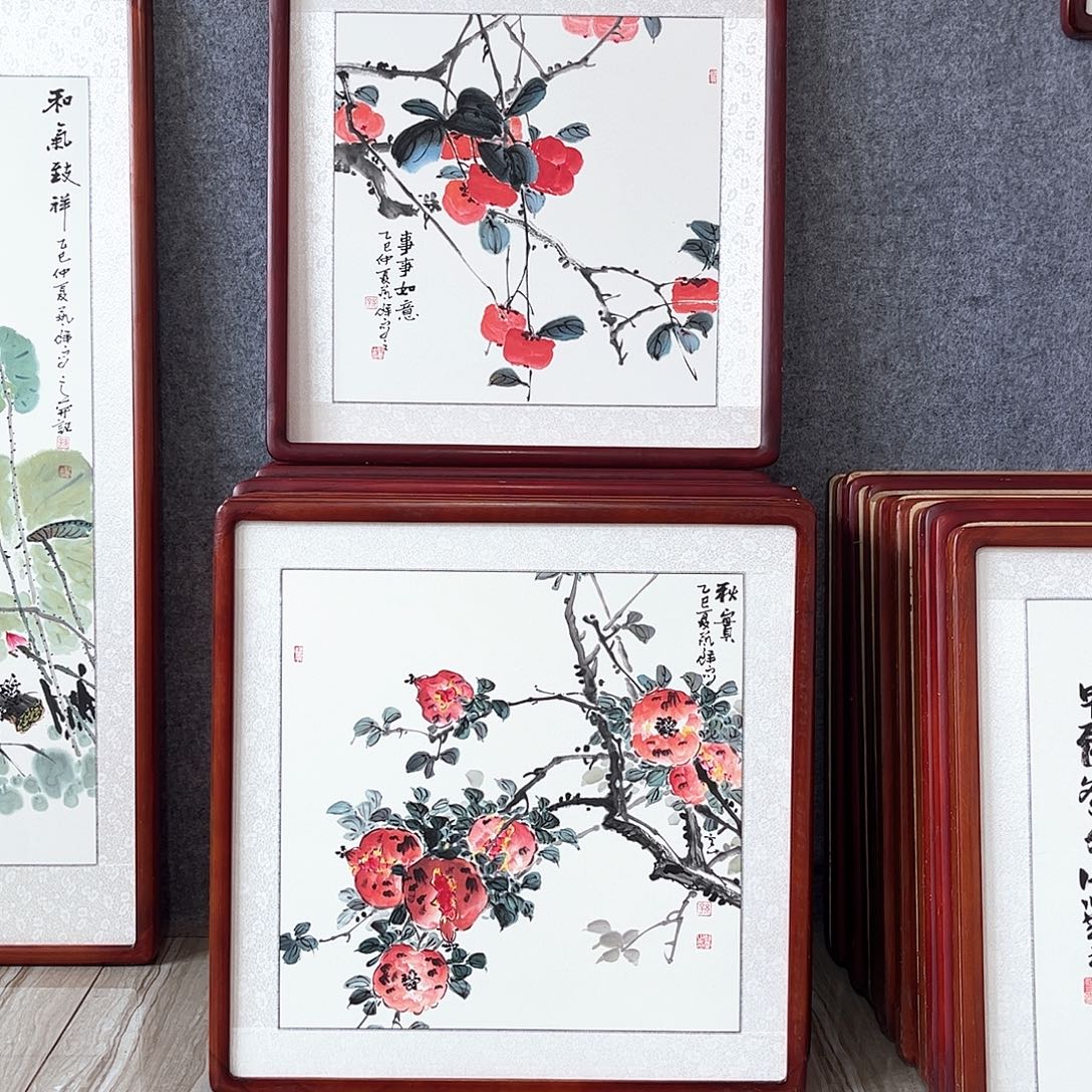 国画书画作品带框63×63