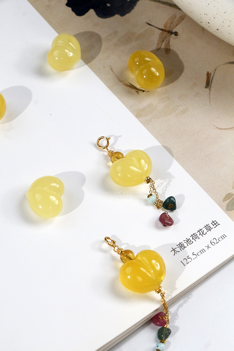 天然蜜蜡屁桃万能提溜吊坠DIY神器可随意搭配