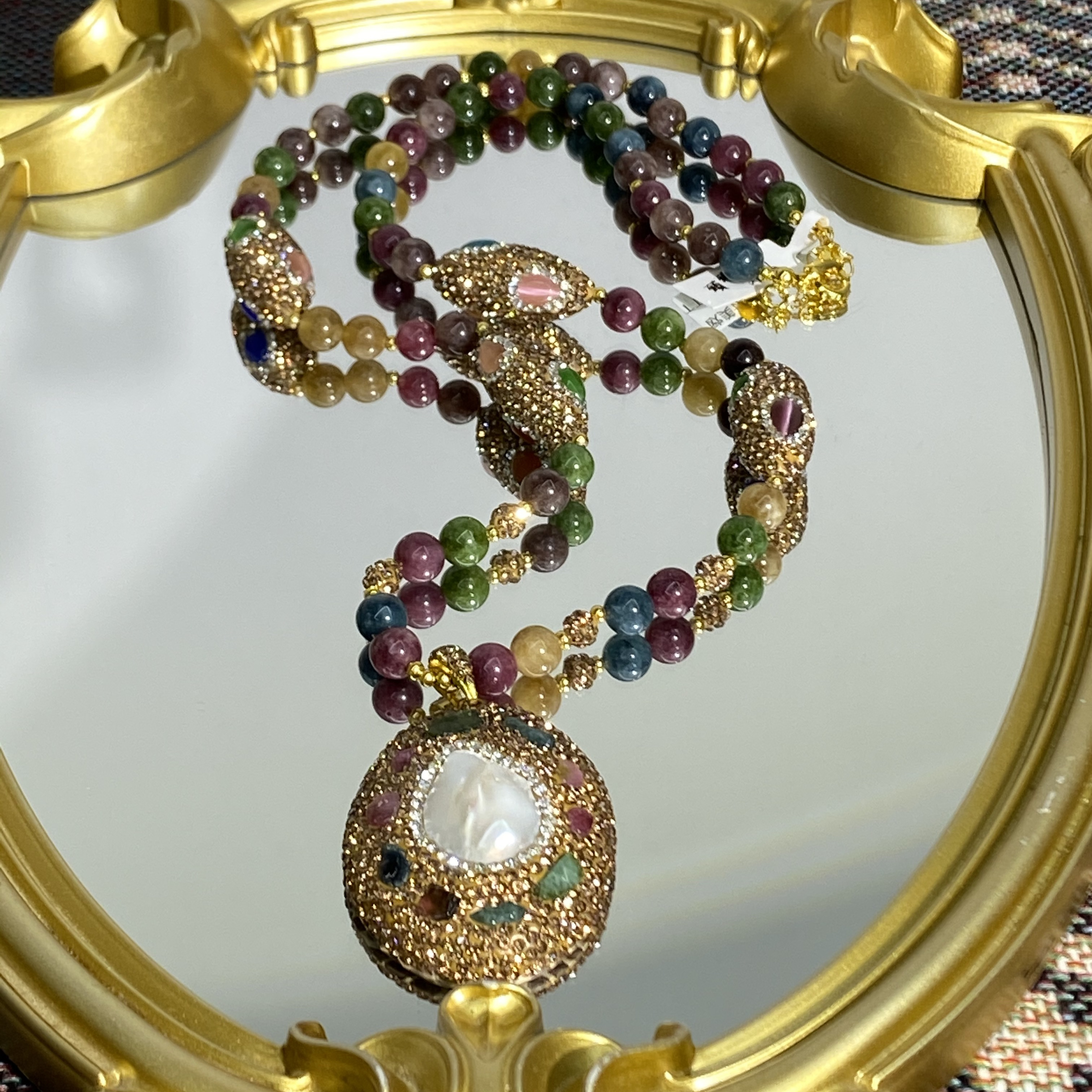 铜合金合成锆石项链 TTSD 白色巴洛克时尚潮流百搭款毛衣链 557