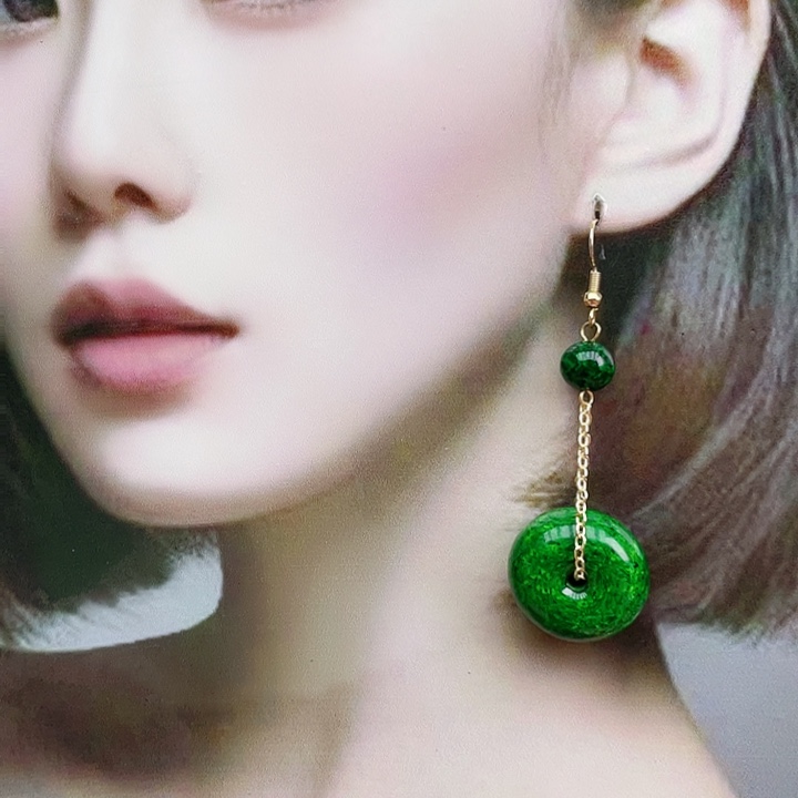 石英质玉耳钉合金89.9平安扣